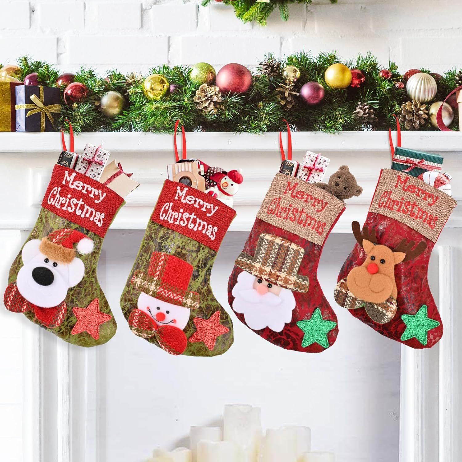 

4Pcs Christmas Stockings Decoration Christmas Hanging Socks Set Suitable for Christmas Tree Decoration Items Xmas Home Ornament Wall Decor
