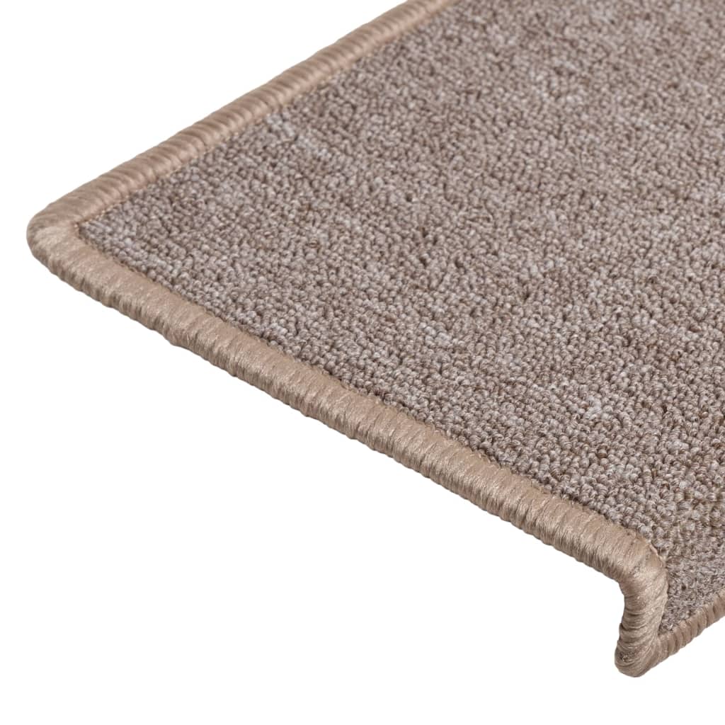 Vidaxl Maty Na Schody 15 Szt. 65X21X4 Cm Jasnobrązowe, Prostokątne Krawędzie