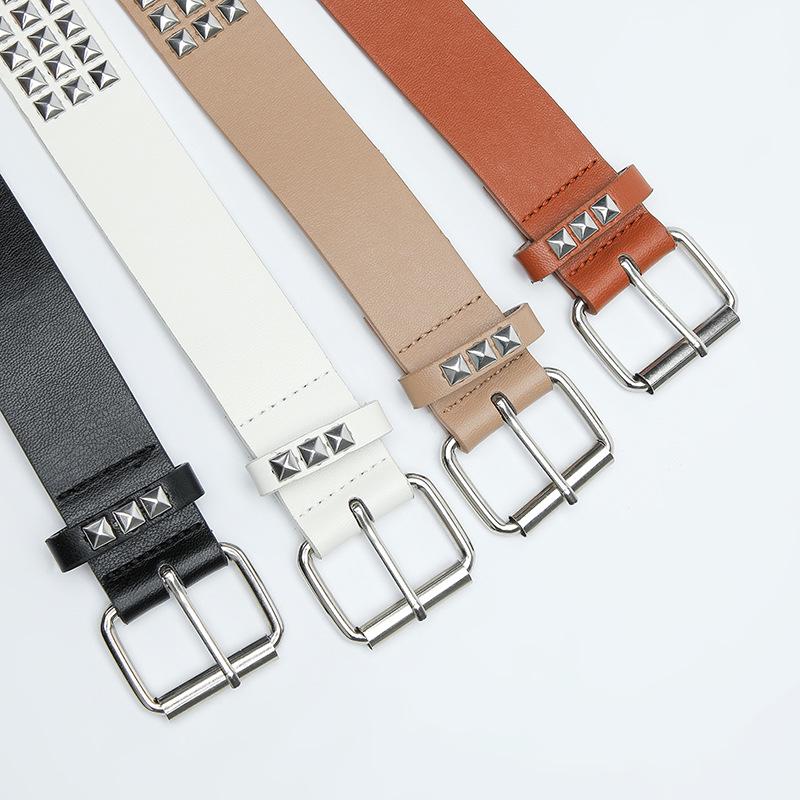 Trendy Unisex Studded Leather Belt: Versatile Soft Pin Buckle for Jeans