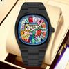 Luxury Comic Cartoon Dial Square Quartz Men's Watch Casual Calendar Stainless Steel Waterproof Sport Men Watches Clock