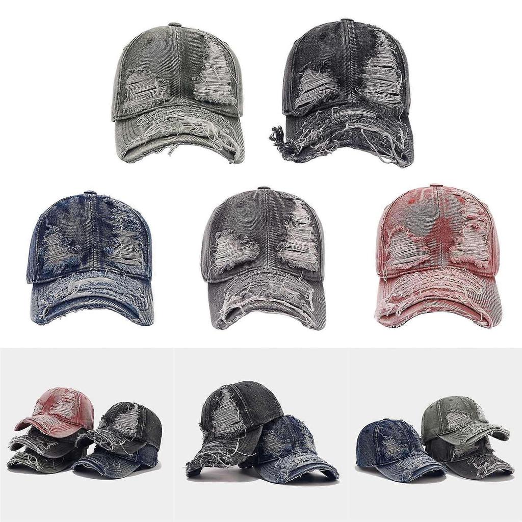 Popular WashedFabric Baseball Hat Distress Baseball Hat Women Beach Hat Photowear Sun Hat Outdoor Sport Camping Hat Black