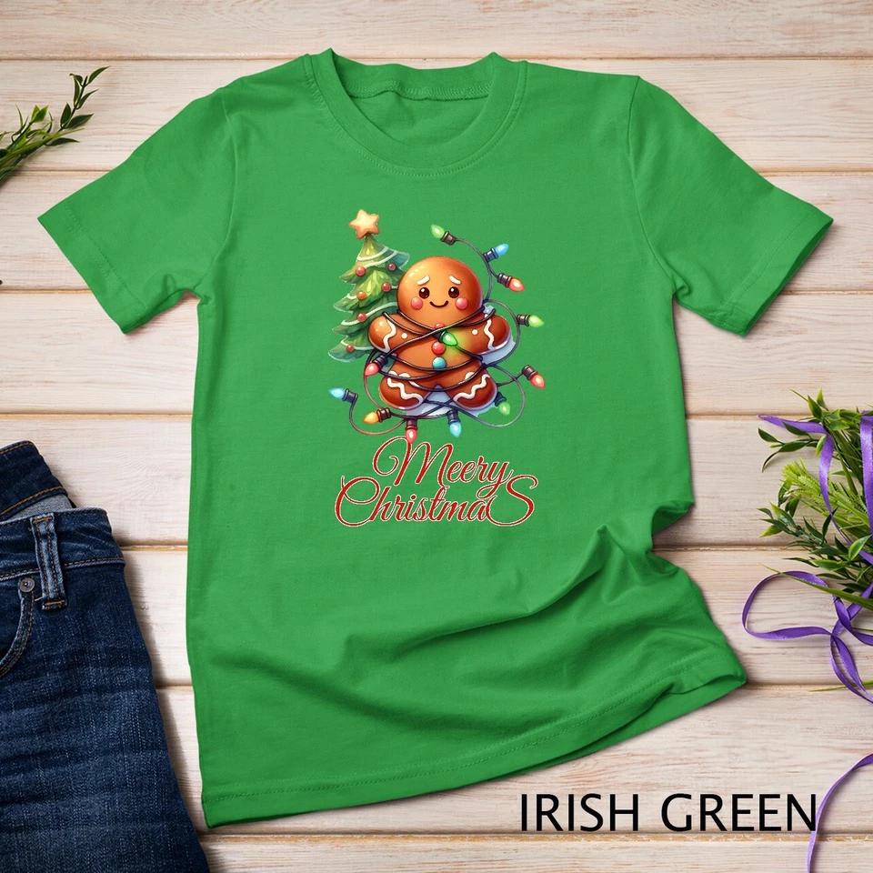 Adorable Gingerbread Celebrating Christmas #2 Funny Christmas Unisex T-shirt 9 M