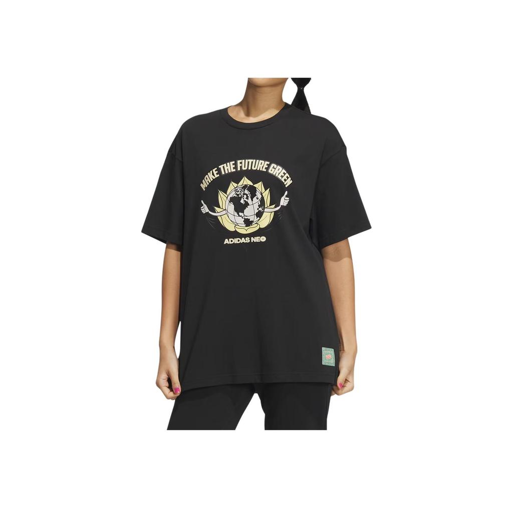 Adidas Neo City Escape Graphic Print Round Neck T-Shirt Unisex Tops Black IA6850