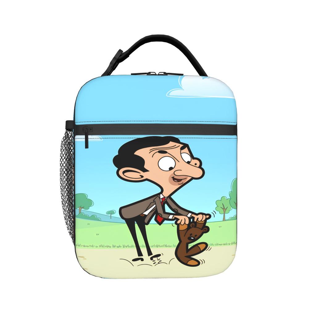 Bolsa de Almuerzo Divertida de Personaje de Comedia Mr.Bean Práctica Fiambrera Hombres Escuela Diseñador Bolsa Refrigeradora Divertida Oxford Bolsas de Almuerzo Térmicas