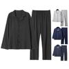 2 pièces/ensemble hommes automne hiver pyjamas ensemble rayé à carreaux imprimé couleur correspondant revers simple boutonnage à manches longues jambe large hommes vêtements de maison chemise