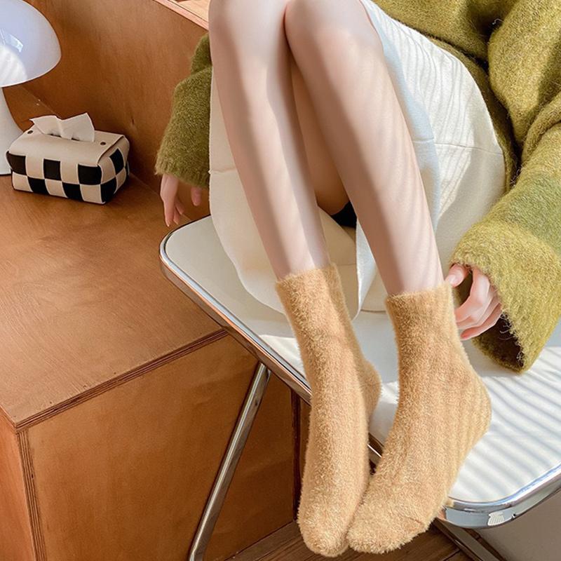 Fleece Lined Thickened Mink Velvet Socks With Soft Fluffy Feel And Warm Retention Perfect For Cold Winter Home Use