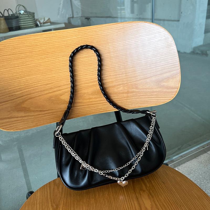 

Niche Design Bag for Women, Pleated Personality Cloud Bag, Handbag, Simple Versatile Fashion Zipper Chain Underarm Bag чёрный