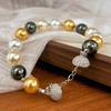 Vintage Diamond Ball Buckle Tahitian Seawater Pearl Color Shijia Pearl Bracelet Artificial Crystal Bracelet