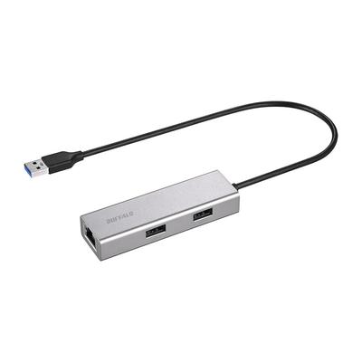 Buffalo Giga Compatible USB Type-A Docking Station LAN Adapter Wired LAN USB Hub USB3.2(Gen1) Japanese Manufacturer Silver LUD-U3-AU101SVN