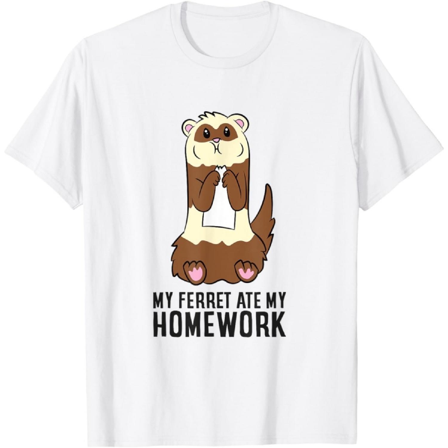 Ferret School Homework My Ferret Ate My Homework T-Shirt XXXXXL белый