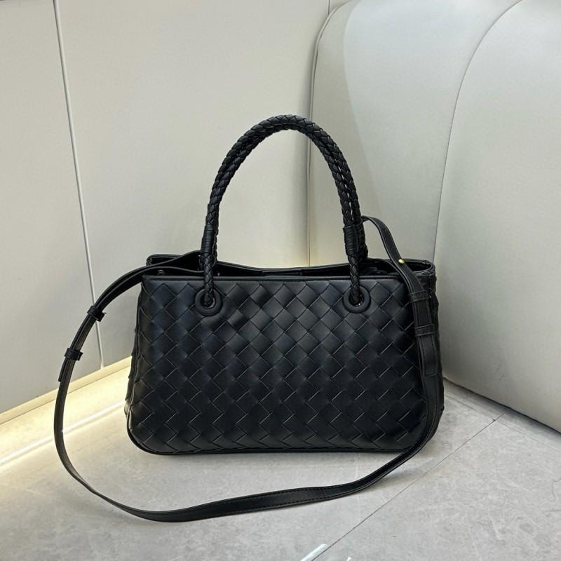Woven Leather Tote Bag Women Large Capacity Crossbody Shoulder Vintage Style With Magnetic Soft Genuine Cowhide