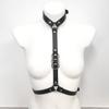 Coleira de Couro PU Preto Minimalista da Moda, Cinto de Arnês de Peito Estilo Gótico, Cinto de Arnês Corporal Punk, Cinto para Roupa de Rave Feminina.