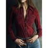 2025 European & American Retro Artistic Deerskin Velvet Long-Sleeve Shirt for Women