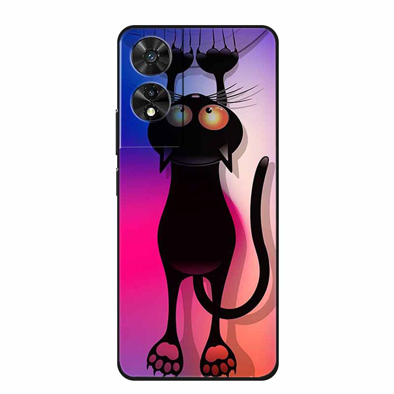 For TCL 505 Case Cartoon Pattern Black Silicone Luxury Phone Cases for TCL 505 Shockproof Soft Covers for TCL 505 TPU Funda Capa
