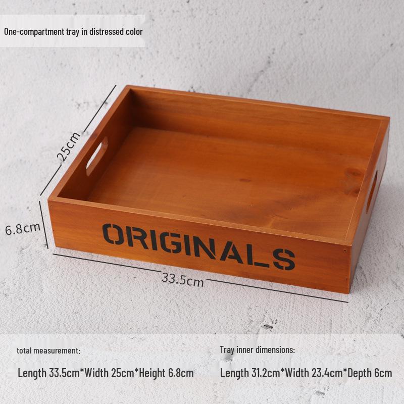 Retro Wooden Multi-Grid Desktop Storage Box and Display Tray