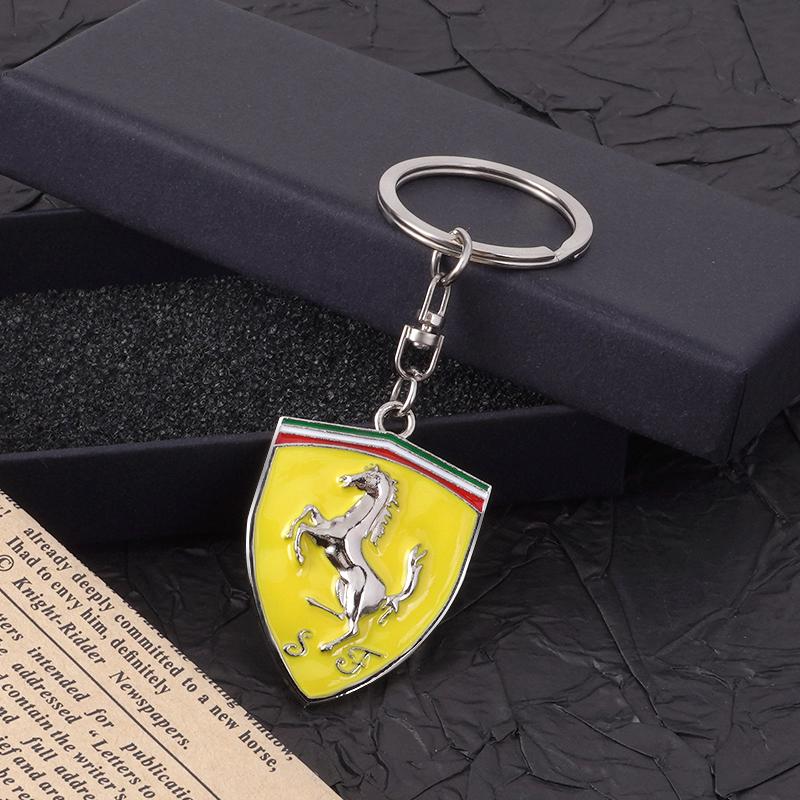 Luxusné 3D kovové emblémy, prívesok na kľúče od auta, prívesok na kľúče pre Ferrari F430 Stradale Roma 488 Portofino F8 612
