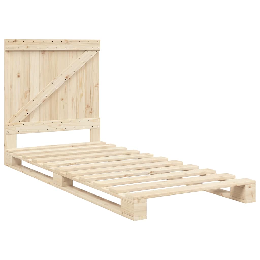 Solid Wood Bed with Headboard 90 x 200 cm Pine