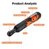 60NM 18V Electric Wrench Kit 3/8 Cordless Ratchet Wrench Rechargeable Scaffolding Torque Ratchet with LED Working Light