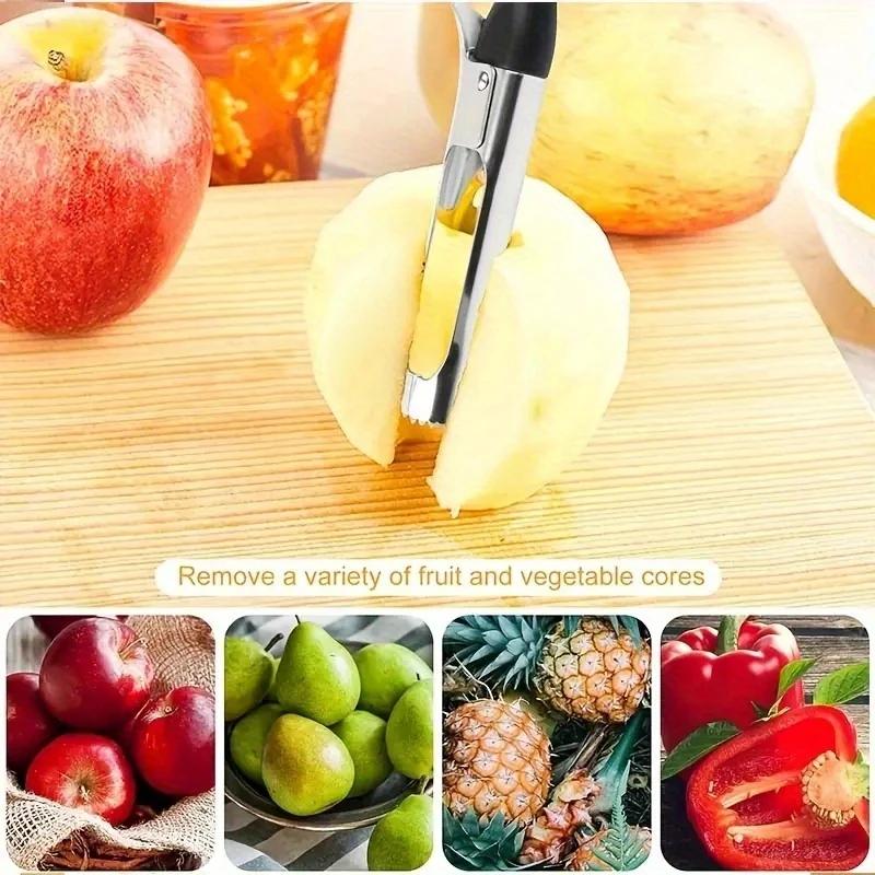Stainless Steel Apple Corer, Fruit Corer with Plastic Handle, Easy Core Remover for Apples and Other Fruits