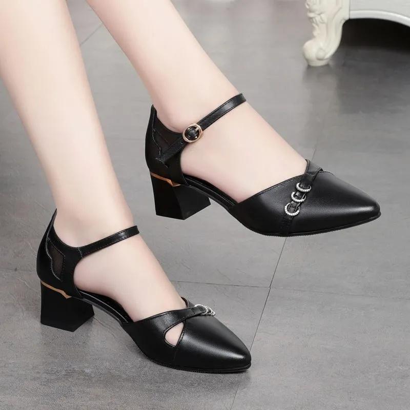 Fashion Women Fashion Sweet Light Weight Black Hollow Out Spring & Summer Office Heel Shoes Lady Beige Work Pump Sapatos Femininas Ea264