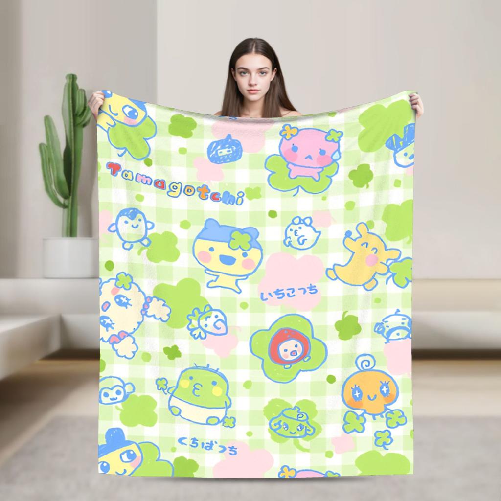 Japanese Cute Tamagotchis Blanket Flannel Funny Breathable Throw Blanket for Coverlet Autumn/Winter