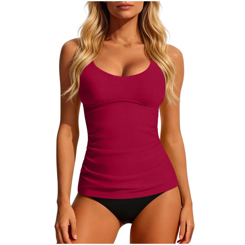 European and American Women's Clothing Spring New Fashion Casual Solid Color Split Swimsuit Set