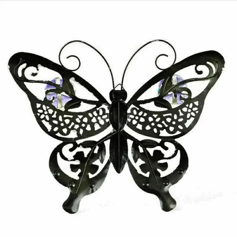 Metal 3D Butterfly Home Decor Outdoor Statue Garden Large Wall Art Fence Creative Sculpture Ornament Gift Garden Accessories