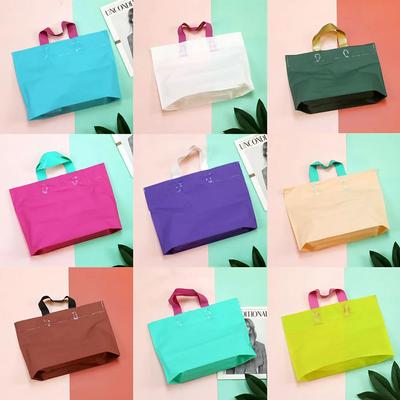 50pcs Two-tone Color Hand Plastic Bag Clothing Store Shopping Bag Universal Portable Festival Gift Storage Handle Packaging Bags