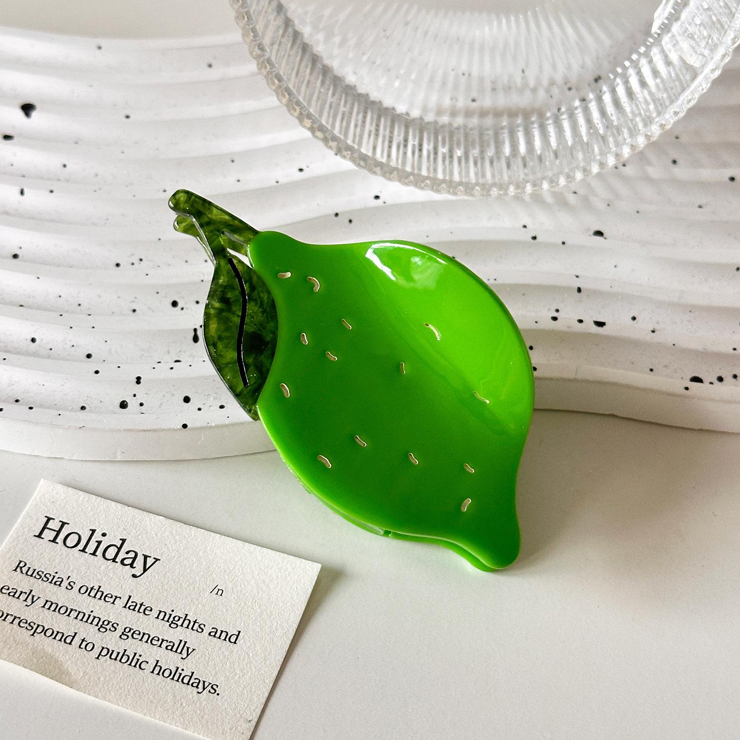 

Summer Trendy Acetate Hair Claw Clips In Stunning Fruit Designs For Stylish Looks Updo Lemon