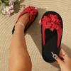Damen Winter Flip-Flop Hausschuhe, Warme Plattform-Hausschuhe mit Fleece-Futter und 3D-Blume in Rosa, Rutschfest für Innen und Außen, Kaltwetter Hausschuhe