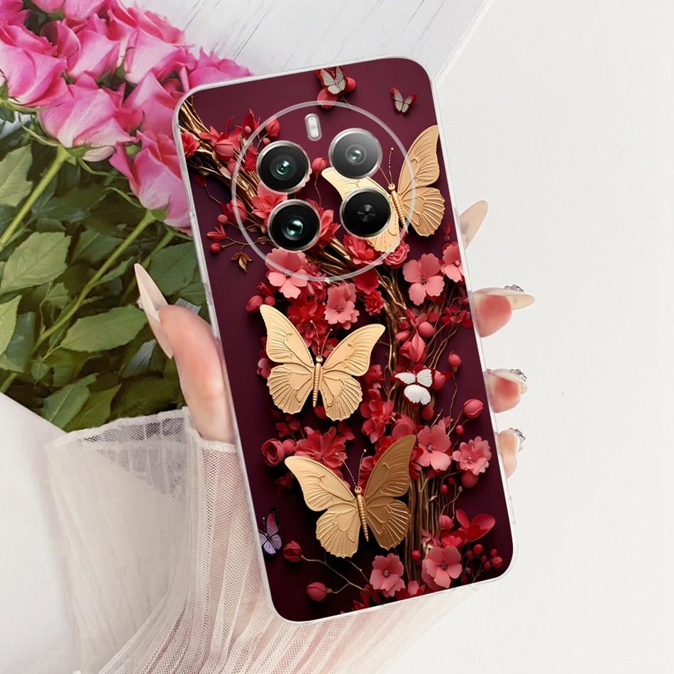 For Realme 12+ 12X 12 5G Cute Flower Butterfly Cat Painted Case For Realme12 5G 12 Plus 12X 12Plus Soft Silicone TPU Phone Cases