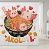 Ramen Noodle Shower Curtain Set Bathroom Decor for Kids Girls Boys,Japanese Style Bathroom Set Funny Food Fabric Shower Curtain