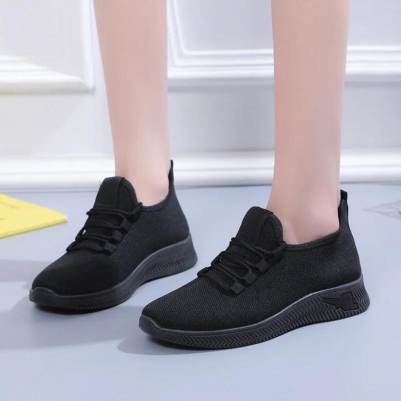 

Women s Shoes on Sale 2024 New Lace Up Women s Vulcanize Shoes Autumn Solid Net Cloth Breathable Low-heeled Sport Shoes Ladies 35 чёрный