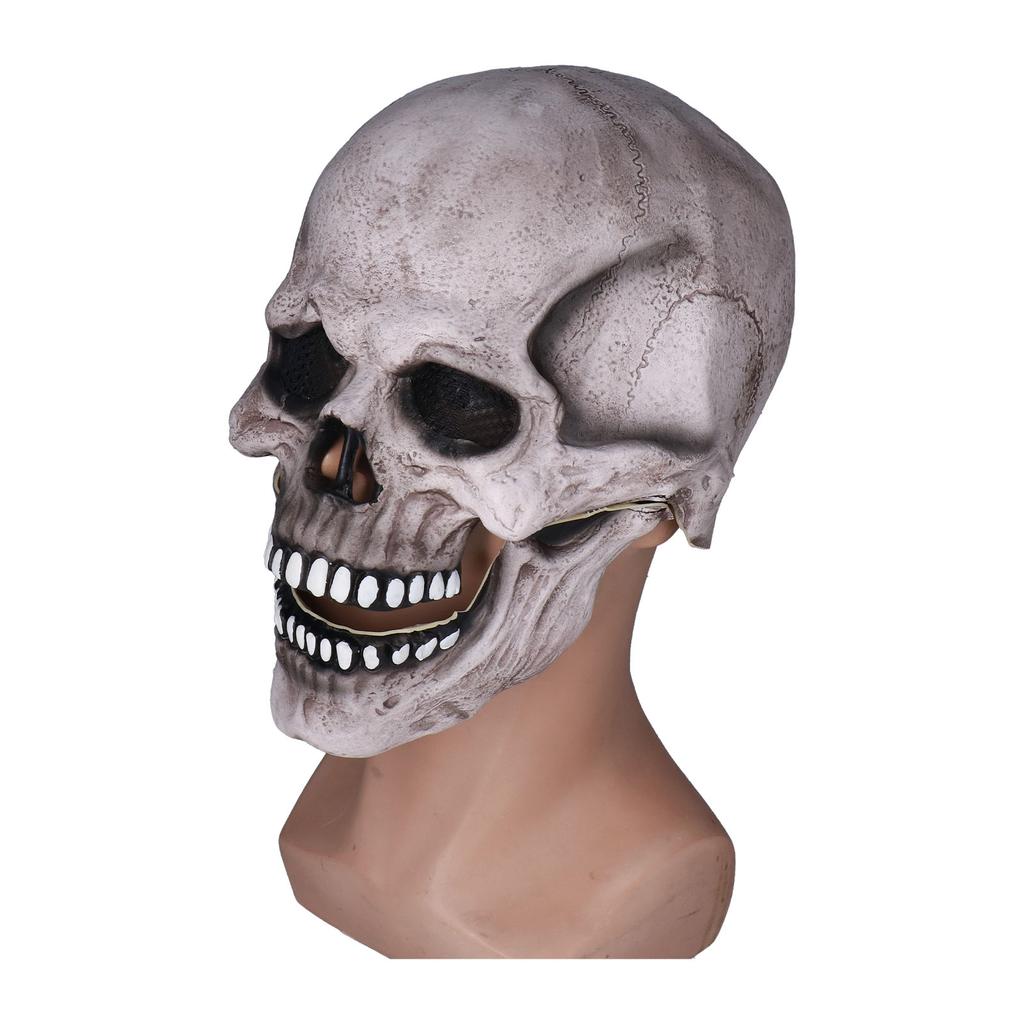 Scary Skull Mask with Movable Jaw Flexible Latex Halloween Costume Party Props Cosplay Accessory