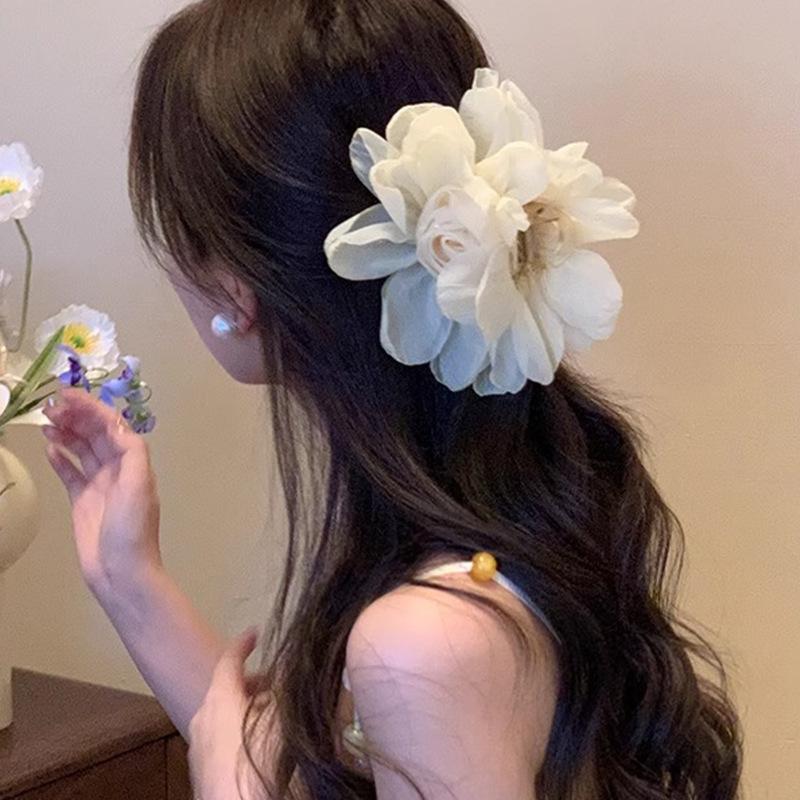 Jianhua Light Pink Atmosphere Chiffon Flower Grab Clip Large Super Fairy Plate Hair Shark Tender Accessory