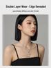 Women's Double Layer Zirconium Cross Pendant Necklace - Titanium Steel Stackable Clavicle & Sweater Chain Accessory