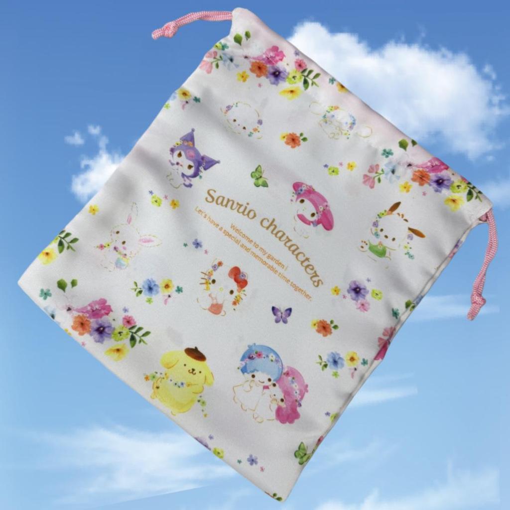 Large Sanrio Canvas Double-Sided Printed Drawstring Tote Bag, Eco-friendly Storage Solution