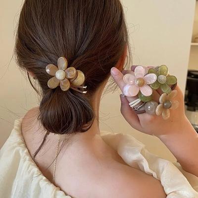Blumenhaarseil, süßer, schlichter Stil, Acryl-Haargummi für Frauen, Pferdeschwanz, Gummiband, Temperament, Haar-Accessoires