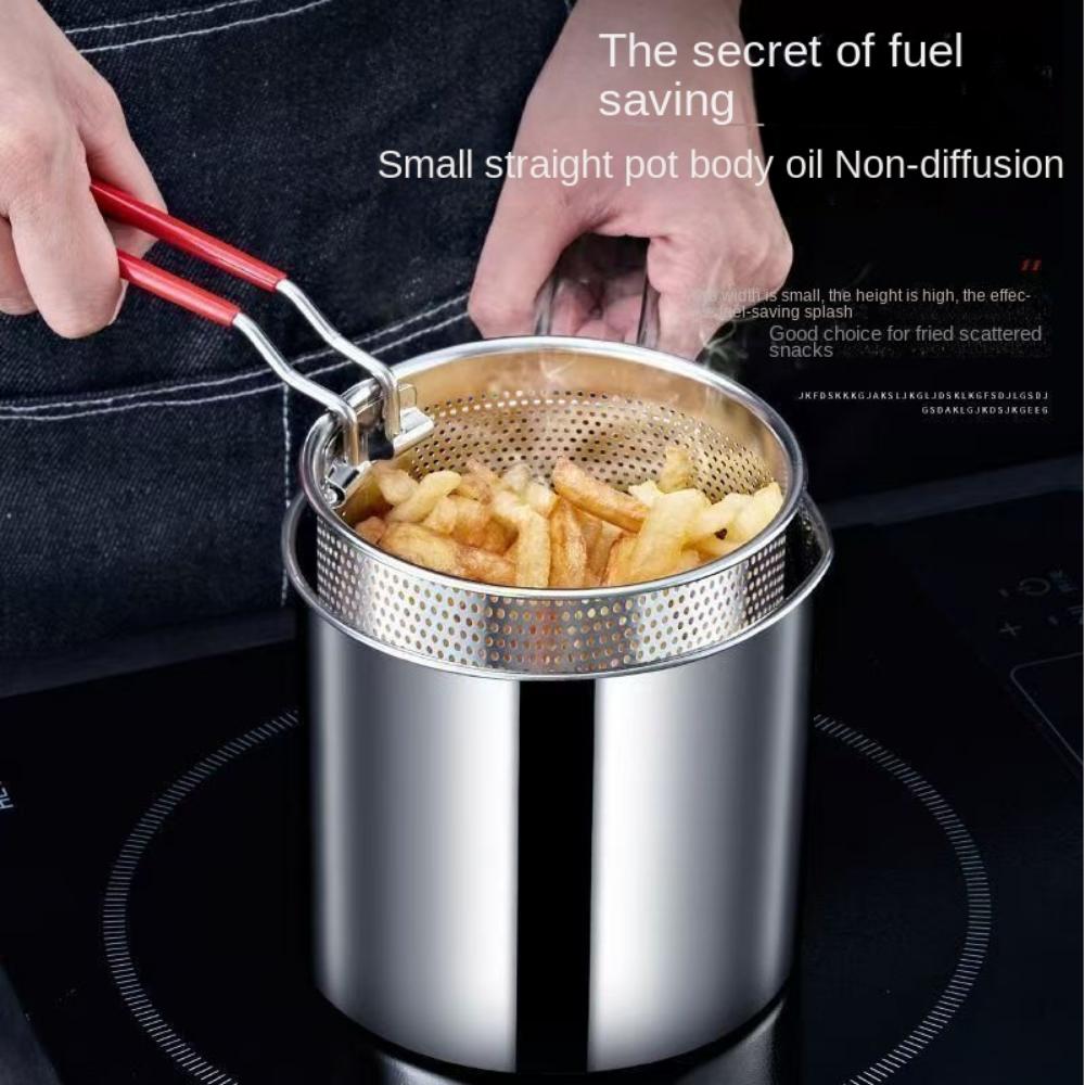 Stainless Steel Deep Frying Pot Detachable Handle Milk Warmer Pot Tempura Fryer Pan  French Fries