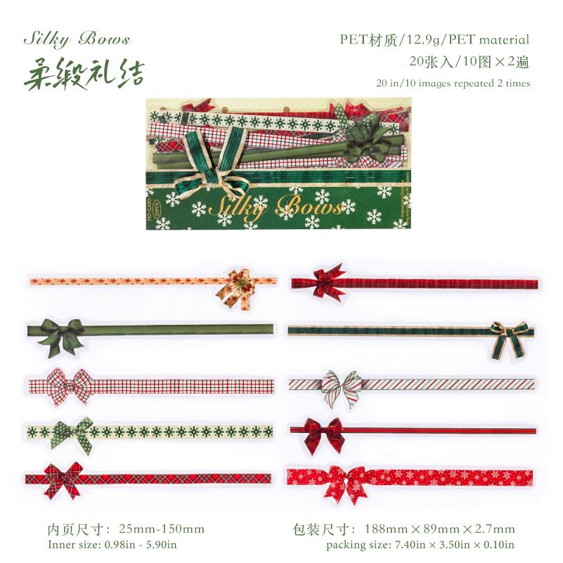 

20pcs Retro Christmas PET Stickers Stripe Creative Collage DIYJunk Journal Diary Scrapbook Planner Handbook Aesthetic Supplies