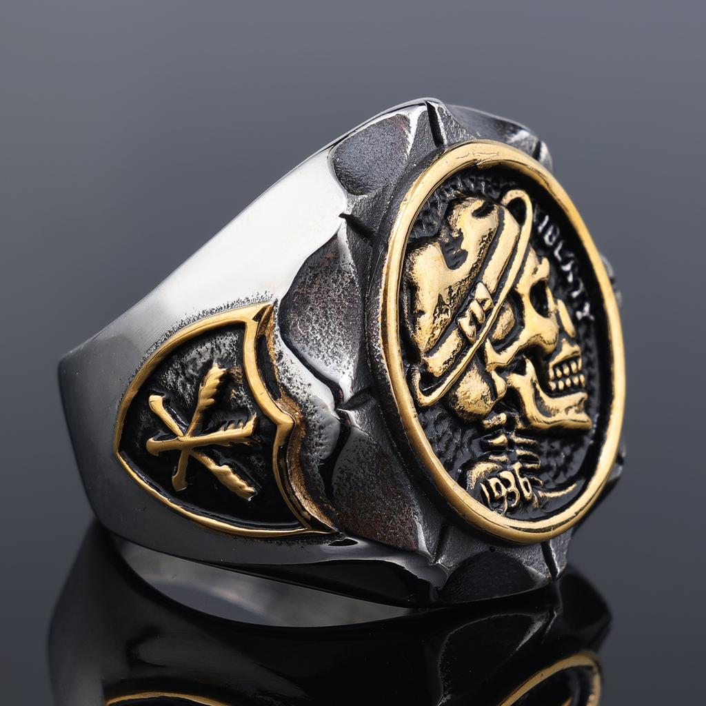 Men's Vintage Punk Skull Ring Gothic Fashion Jewelry Trendy Travel Accessory for Men