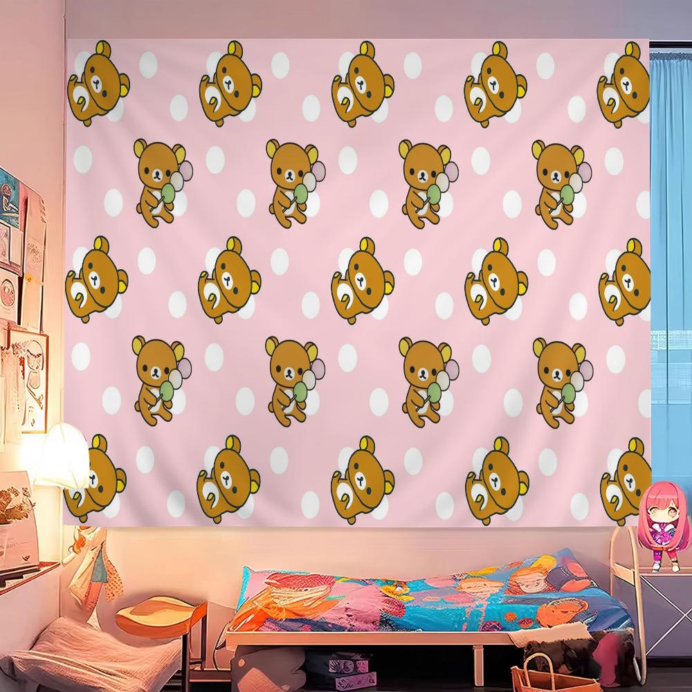 K-Kilakkuma Japanese Cartoon Printed Large Wall Tapestry Cheap Hippie Wall Hanging Bohemian Wall Tapestries Mandala Home Decor