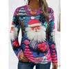 Women's 3D Printed Crew Neck Long Sleeve T-Shirt Fashion Versatile Trend Breathable Casual