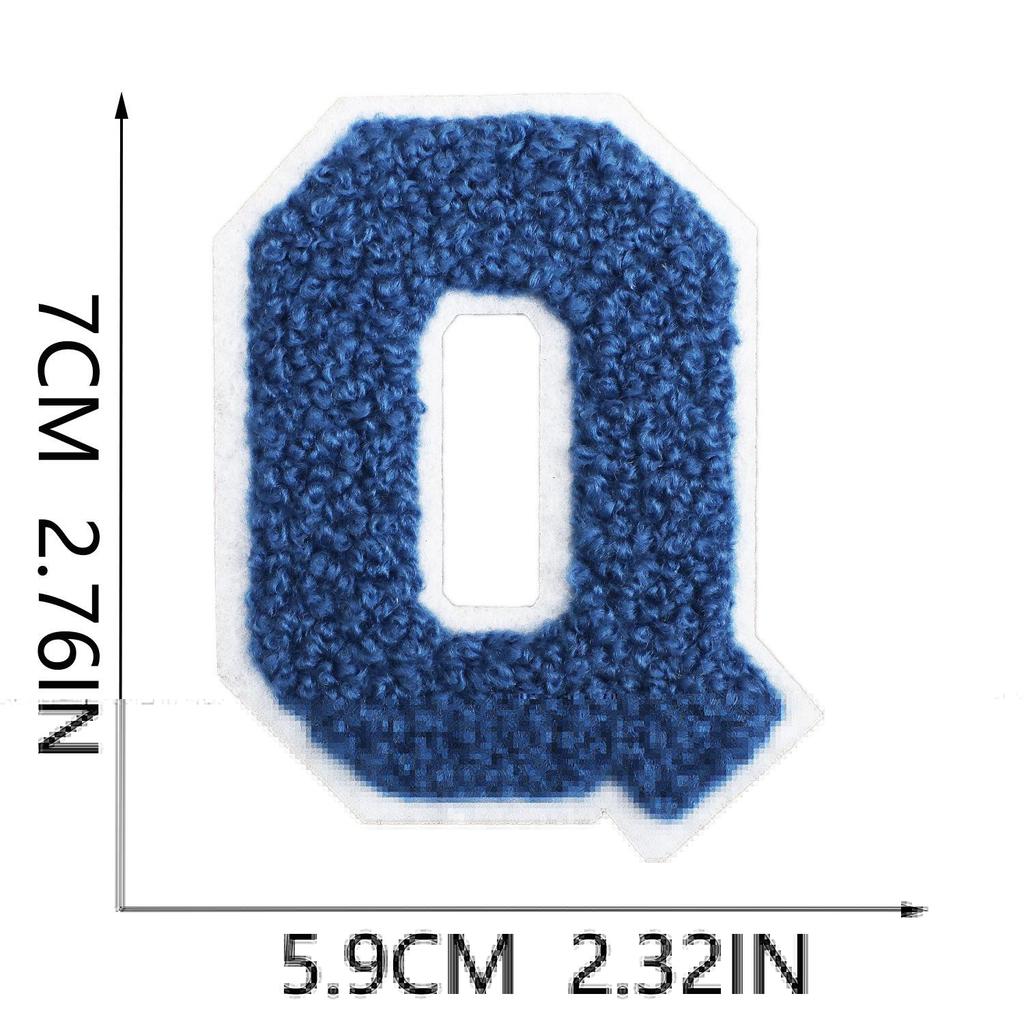 7cm White Background Royal Blue Text Embroidered Letter Patch for Bags & Decor