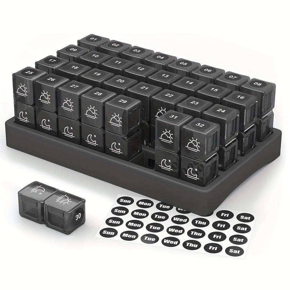 

Ежемесячный органайзер для таблеток 2 раза в день, 31-дневная таблетница AM PM, два раза в день AM PM для хранения витаминов, пищевых добавок и лекарств чёрный