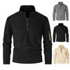 Men's Black Half Zip Stand Collar Sweatshirt Casual Slim Fit Pullover