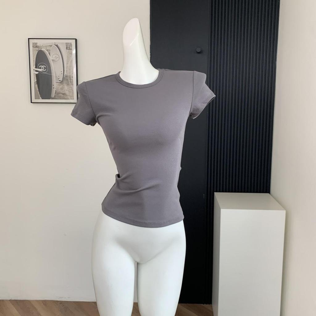 European & American Slim Fit High-Elastic Short-Sleeve T-Shirt: Breathable, Figure-Flattering, Petite Base Top