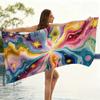 Colorful Swirl Galaxy Beach Towel Single Sided 2D Print Soft Absorbent Microfiber for Beach Pool Summer Trip Celestial Aesthetic