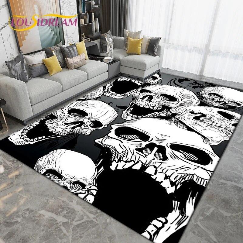 Gothic Witchcraft Skull Skräck Area Matta,Mattmatta för Vardagsrum Sovrumssoffa,Kök Badrum Dörrmatta Halkfri Golvmatta Present
