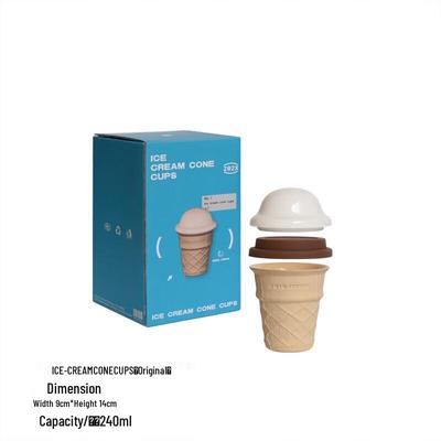 Shangqi Ceramic Ice Cream Cone Cup with Lid